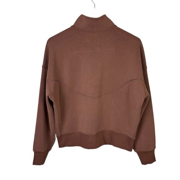 CRZ YOGA M/L SoftAura Brown Half Zip Funnel Neck Pocket Pullover Sweatshirt Top - Picture 12 of 12